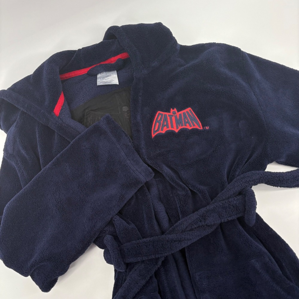 Gap Kids DC Batman Robe Navy Uniform Hooded‎ Bathrobe Size 14 Fleece Soft Plush